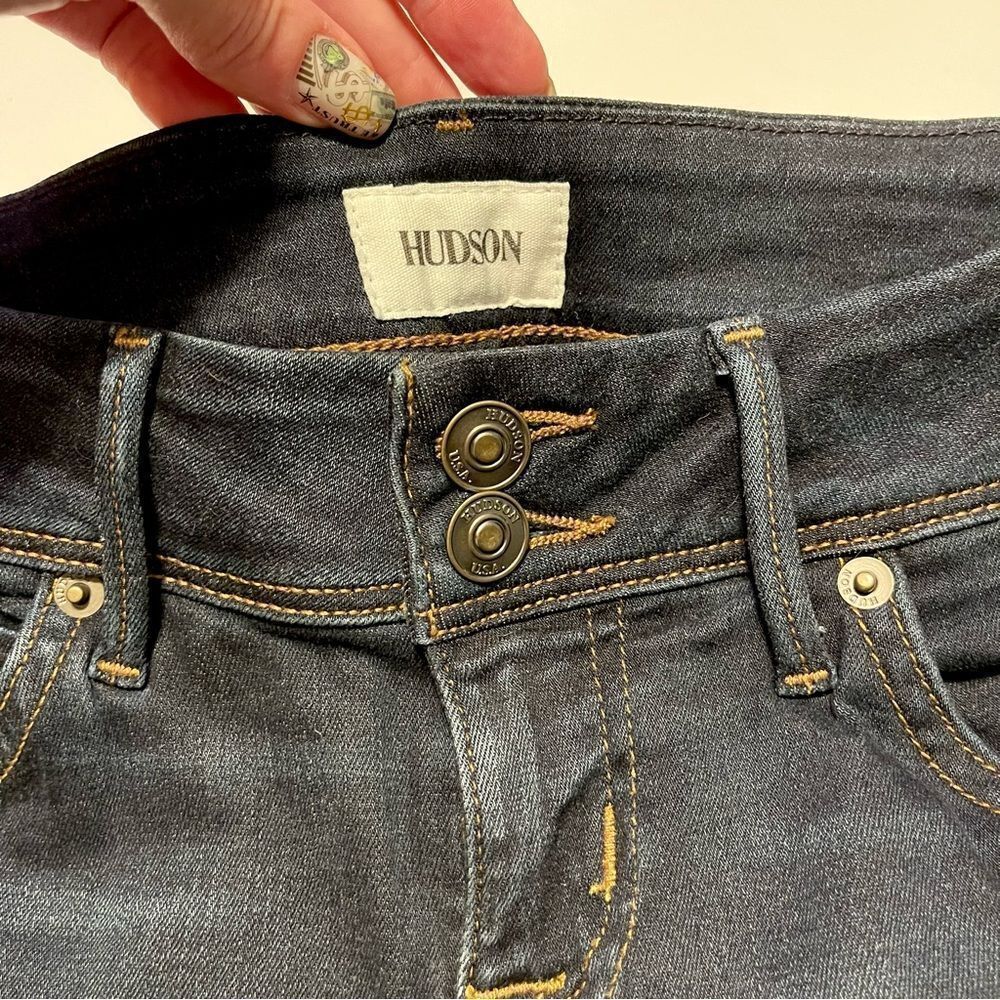 Hudson Jeans Mid-rise Flare Bootcut in Dark Blue Indigo Denim SZ 25 NEW - Picture 8 of 13